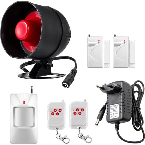 Kit de alarma para el hogar de 7 piezas con sirena de 115 dB, sensor de movimiento, sensor para puertas y ventanas, y sistema de alarma de seguridad con control remoto.