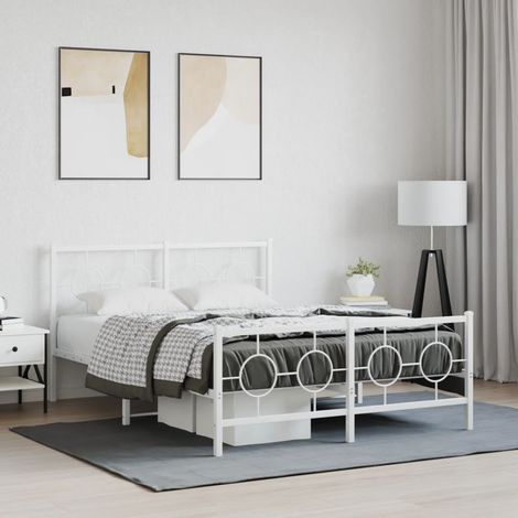 Estructura cama sin colchón con estribo metal blanco 140x200 cm vidaXL (1/5)