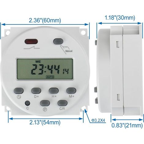 CN101A Entrée DC/AC 12V, Sortie 200-250V AC, 16A Amps Digital LCD Power Programmable Timer, Relais de retard de temps 17 fois par jour par semaine (1/2)