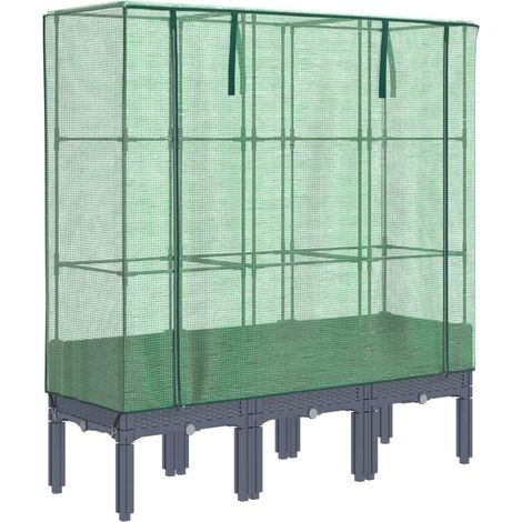 Aiuola rialzata/fioriera con copertura effetto rattan 120 x 40 x 140 cm blu/grigio 020038745
