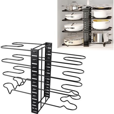 Étagère de rangement de cuisine verticale à plusieurs niveaux, détachable et pliable, pour couvercles de casseroles (1/5)