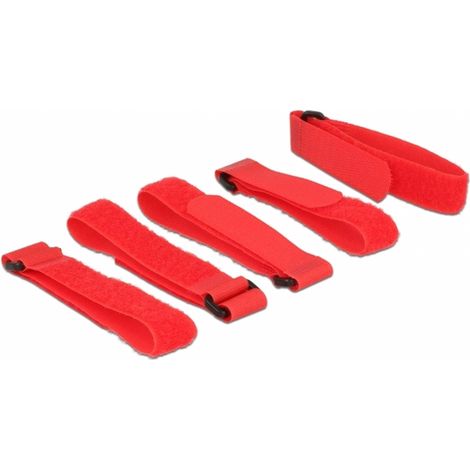 DELOCK Kabelbinder Klettverschluss 5 Stk L300 x B20 mm mit Schlaufe rot (18705)