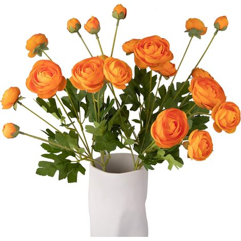 Lot de 5 fleurs artificielles en soie, renoncules persanes, idéales pour la décoration de centres de table, mariages, intérieurs, décorations artistiques et accessoires. (1/5)