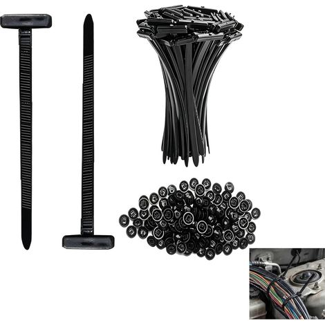 200 Pièces Attaches de Câble Universelles en Nylon Autobloquantes avec Goupille et Bouton, Serre-Câbles Résistants pour Réparation Automobile, Fixation de Câbles, Usage Domestique et DIY (1/5)