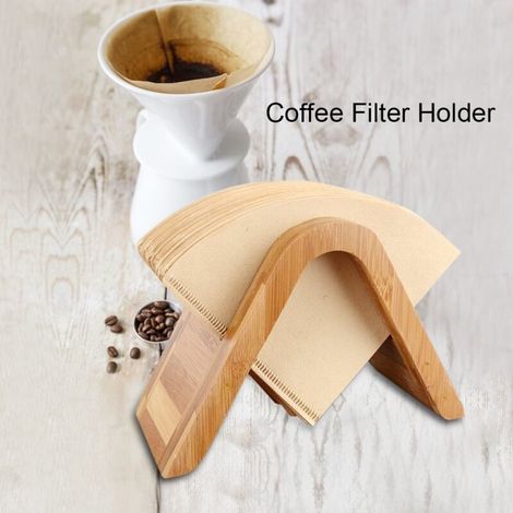 Porte-Filtre à Café, Porte-Filtre à Café En Bois De Bambou Renouvelable Support De Stockage Du Papier Café Support Pour Distributeur De Papier Filtre à Café PréSentoir Pour Distributeur (1/5)