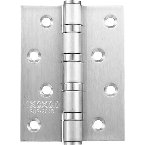 Paumelle charnière inox brossé 100x75 mm épaisseur 3 mm, 4 pouces, rotation fluide pour porte en bois intérieure (1/5)