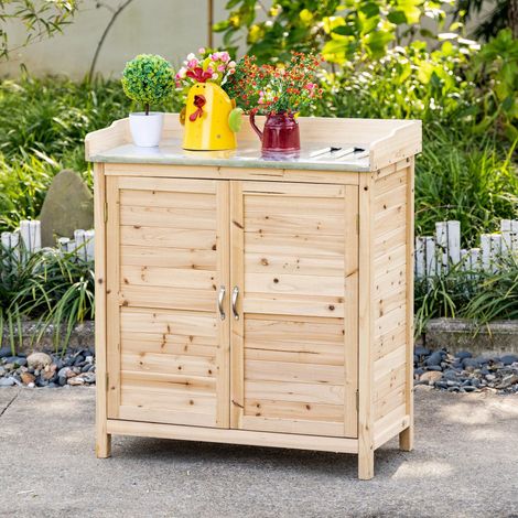 meuble rangement armoire de jardin bois 83 x 40 cm HAVRYA (1/4)