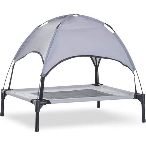 Lit de repos pour chien avec auvent - Panier pour chien avec pare-soleil - 76 x 61 x 100 cm - Anthracite - Résistant aux UV - OFFRE DE LANCEMENT (1/5)