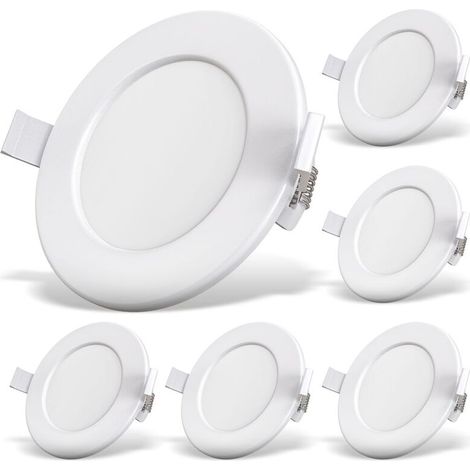 Lot de 6 spots ultra-plats à encastrer spéciales sdb IP44 blancs (1/4)