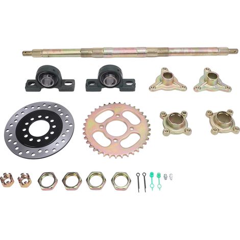 Go Kart Kit d'essieu arrière 24 pouces Ensemble de base de disque de frein à pignon robuste pour 50 à 150CC DIY Reconstruit VTT Quads et Drift Trikes (1/5)