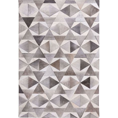 Teppich ALAKA Grau 140 x 200 cm Echtleder