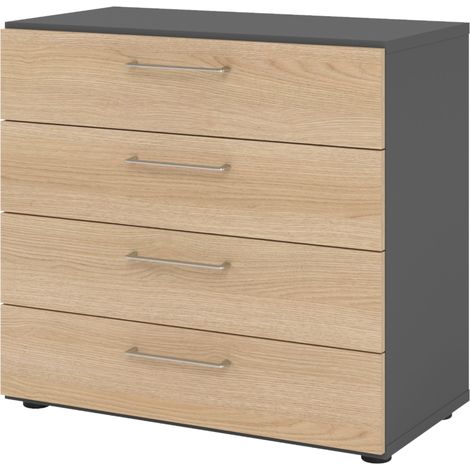 bümö smart Schubladen Schrank - 4 Schübe   Graphit/Eiche
