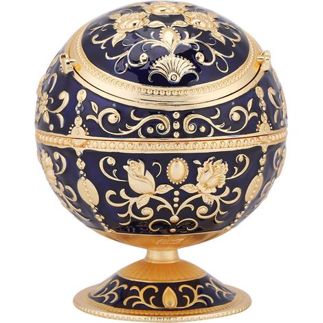 Tragbarer runder Kugelaschenbecher, Mitternachtsblau, Geschenk für Hochzeiten, Hotels, Zuhause, Sammler (1/5)