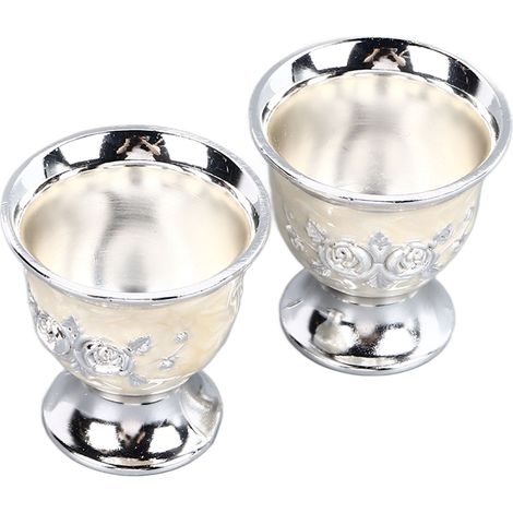 2er-Set Vintage-Weingläser, silberne Retro-Metallkelche, exquisite Teetassen für Zuhause, Restaurants, Cafés und Bars (1/5)