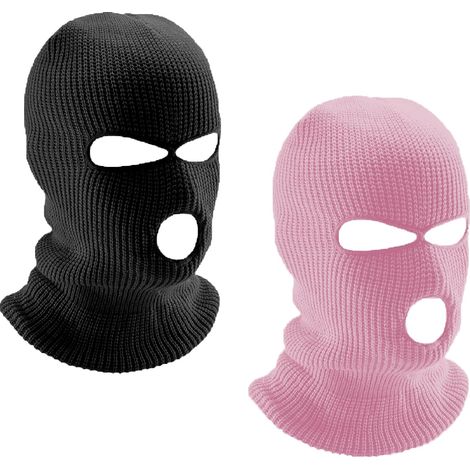 2 Pièces Cagoule 3 Trous, Balaclava à 3 Trous Tricoté,Cagoule Noir de Visage Complet Masque de Ski pou Hommes et Femme (1/5)