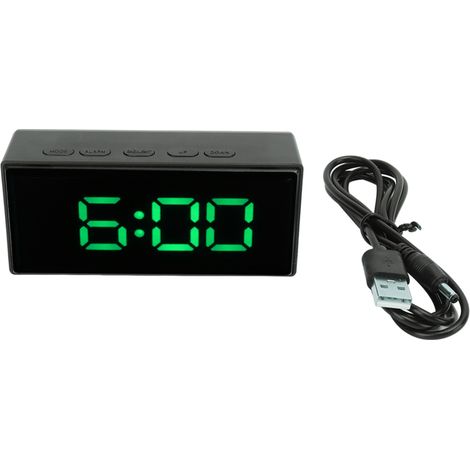 Beyamis Réveil numérique miroir intelligent avec affichage LED à détection de luminosité, deux modes d'affichage et fonction snooze, vert (1/5)