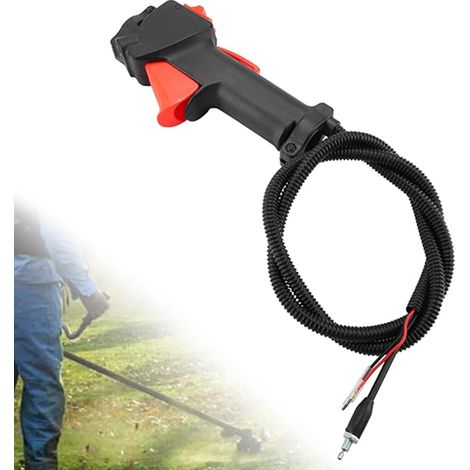 1 - Poignée Débroussailleuse - Câble Accélérateur - Interrupteur Gâchette 26mm - Plastique Durable Ergonomique - Pour Tondeuse Taille-haies - Noir - 114cm