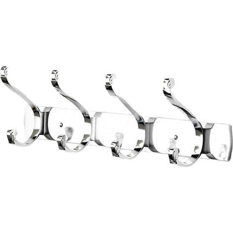 Kleiderhaken für Badezimmer und Umkleidekabine, Wandmontage, Garderobenständer für Schlafzimmer, geeignet für Hüte, Handtücher, Jacken, Schlüssel und Bademäntel-argent 4 hooks (1/5)