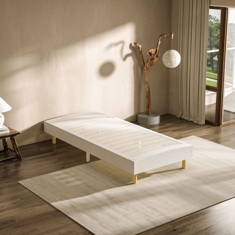 Dewinner – Sommier tapissier 90 x 190 cm – Cadre de lit 14 lattes multiplis – Hauteur 14 cm – Pieds 15 cm pour confort optimal