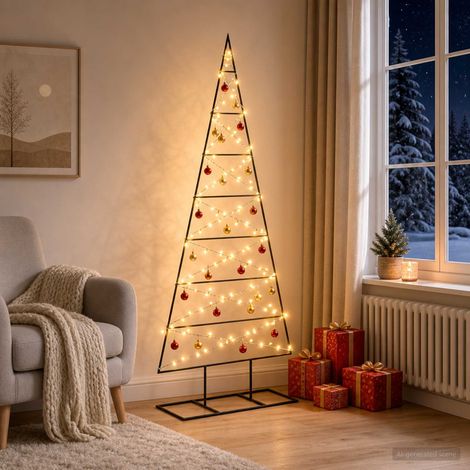 vidaXL Árbol de Navidad de metal KUOPIO 150 cm Blanco Cálido (1/5)
