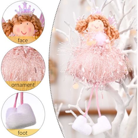 Ange de Noël, petite fille, décoration de Noël, peluche, boule à suspendre, pendentif, artisanat, décorations pour sapin de Noël, durable (1/5)