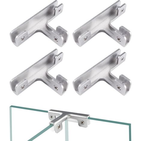 Stück 8-mm-Glasklemmen, Glasclips aus Aluminiumlegierung, verstellbare Glasklemmhalterungen, Glasbefestigungsclips, für 3–7 mm dickes Glas, T-förmig (1/5)