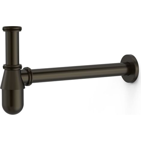 Siphon télescopique type bouteille avec bouchon de visite pour lavabo Noir bronze - TRES 03463430KMB