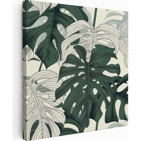 Tableau toile Carré - Feuilles palmiers - 50x50 cm (1/2)
