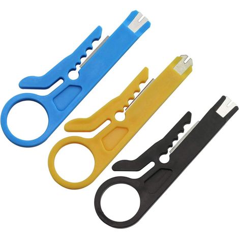 Lot de 3 petites pinces à dénuder portables bleu jaune noir UTP STP RJ45 (1/5)