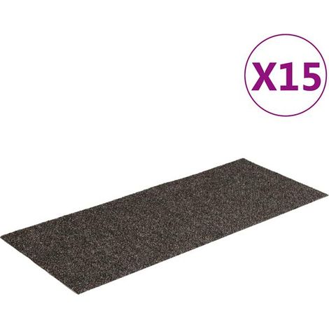 Marches d'escalier auto-adhésives, 15 pièces par paquet, 60 x 25 cm, gris anthracite, rectangulaires. (1/5)