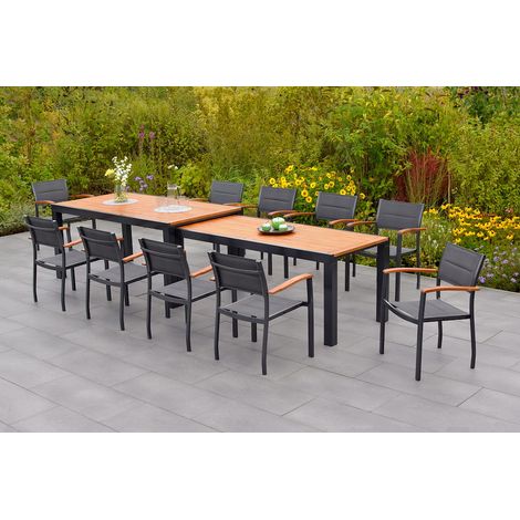 Paxos Set 11tlg 10 Sessel Flex Tisch 180(300)x100cm