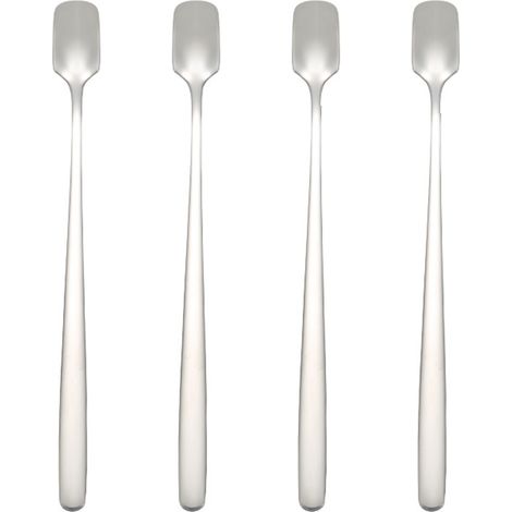 Ensemble de 4 cuillères à long manche, agitateurs à café, cuillères à thé glacé, cuillères à crème glacée, cuillères à cocktail en acier inoxydable (1/5)