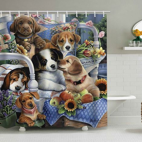 180 x 180 cm Duschvorhang mit lustigem Tiermuster, wasserdicht, inklusive 12 Haken, geeignet für Erwachsene und Kinder, Badezimmerdekorationsaccessoire.