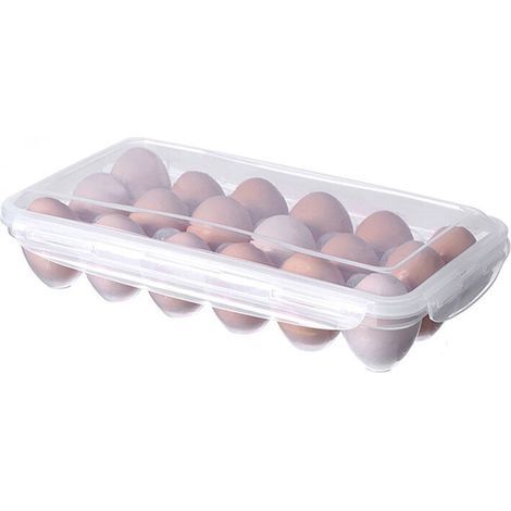 Boîte à Oeufs, 18 Grilles Boîte de Rangement des Oeufs Frigo en avec Couvercle, Plateau à œufs, Support à œufs pour Réfrigérateur, Conteneur de Stockage d'oeufs, Plastique, Transparente 32 x 1