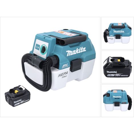 Aspiratore a batteria Makita DVC 750 LT1 LXT 18 V 67 mbar 7,5 l senza spazzole + 1x batteria ricaricabile 5,0 Ah - senza caricabatterie