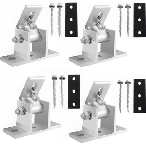 Lot de 4 supports de panneaux solaires réglables 10-60° pour balcon, bateau, camping-car et toit plat, station solaire universelle (1/5)