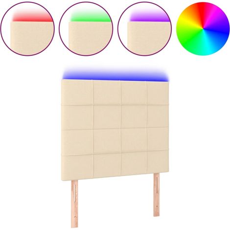 Maison Exclusive - Cabecero con luces LED tela crema 90x5x118/128 (1/5)