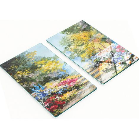 Dos tablas de cortar decorativas de vidrio templado Summer Park 2x30x52 cm