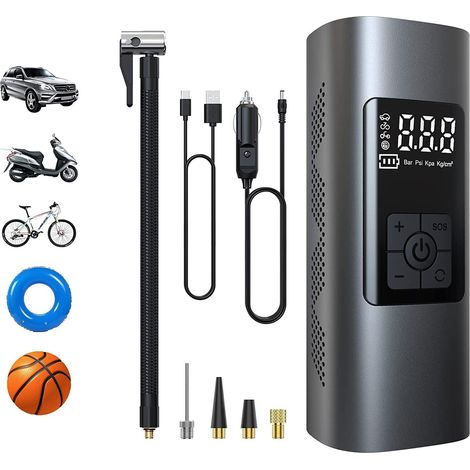 MINI COMPRESSORE AD ARIA AUTO PORTATILE GONFIATORE RICARICABILE DISPLAY LED AUTO