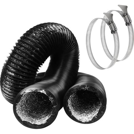Tuyau de Ventilation Flexible 200 mm x 6 m, PVC et Aluminium, pour Hotte, Extracteur, Sèche-linge, Climatisation, Noir (1/5)