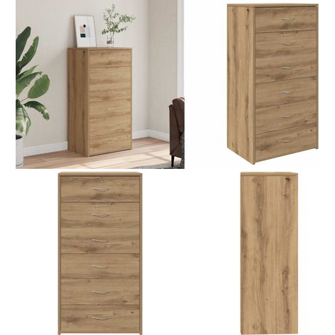 Aparador 6 cajones contrachapada color 50x34x96 cm - Aparador con cajones - Madera de ingeniería