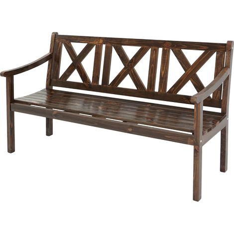 Gartenbank Mazara, Sitzbank Parkbank Holzbank, 3-Sitzer Gastro-Qualität Massiv-Holz 160cm dunkelbraun
