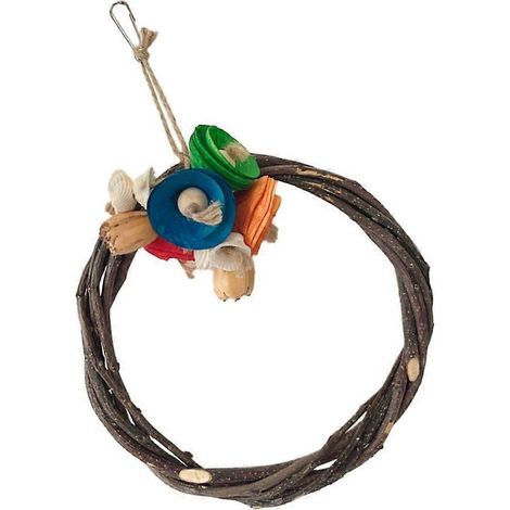 Balançoire pour oiseaux en bois naturel, support de balançoire durable en branches, perchoirs et bâtonnets à mâcher (1/4)