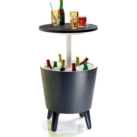 Keter – Table basse en résine blanche Cool Bar – Dimensions 49,5x49,5x84,5 cm – Système télescopique – Capacité 30 litres