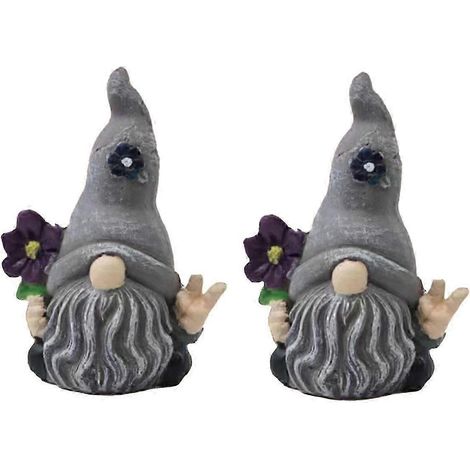 Ornements de gnomes de jardin magiques gris, Noël, gnomes sans visage tenant des fleurs, ornements en résine, Ga jn (1/5)