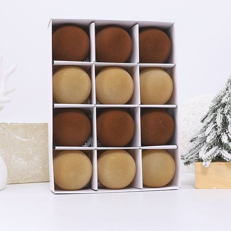 Boules De Noël En Velours - 12 Pièces - 6 cm - Décor Arbre De Noël Et Intérieur - Ornement Festif (1/5)