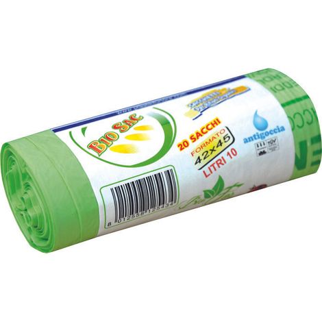 Sacco pattumiera biodegradabile e compostabile - cm.50x60, rotolo pz.10