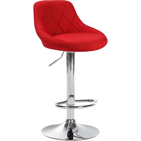 Sgabello da bar girevole x1 regolabile in altezza tessuto rosso con cuciture decorative struttura in metallo cromato 100006380