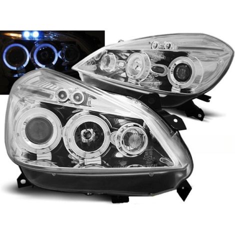 Paire de feux phares Renault Clio 3 05-09 angel eyes chrome-27361747 (1/2)