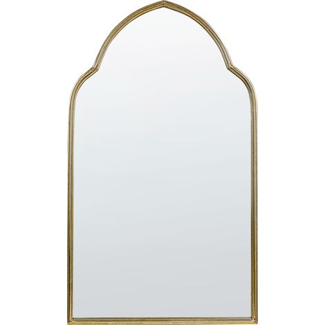 Espejo de pared de metal vidrio dorado 58 x 104 cm hecho a mano marco Aconchi (1/5)